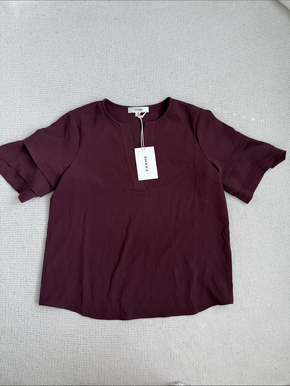 NWT! Frame Tiered Ruffle Short Sleeve Blouse Size Small